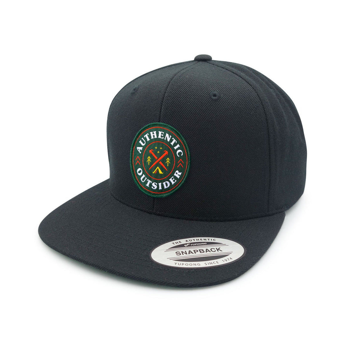 Authentic Outsider Black Flat Brim Snapback Cap