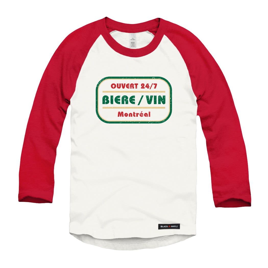 Biere Vin Montreal Raglan Baseball Shirt