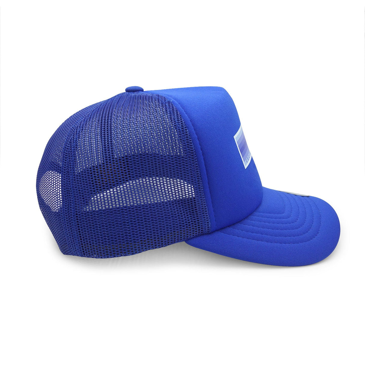 CBC 86 Blue Gem Retro Stripe Royal Blue Foam Snapback Trucker Cap