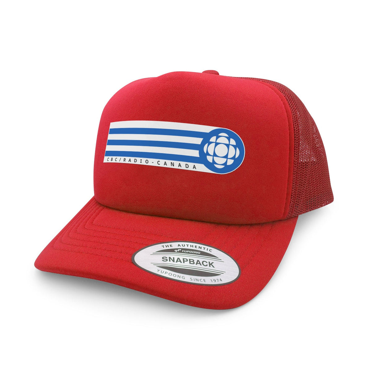 CBC White Gem Blue Retro Stripe Red Foam Snapback Trucker Cap