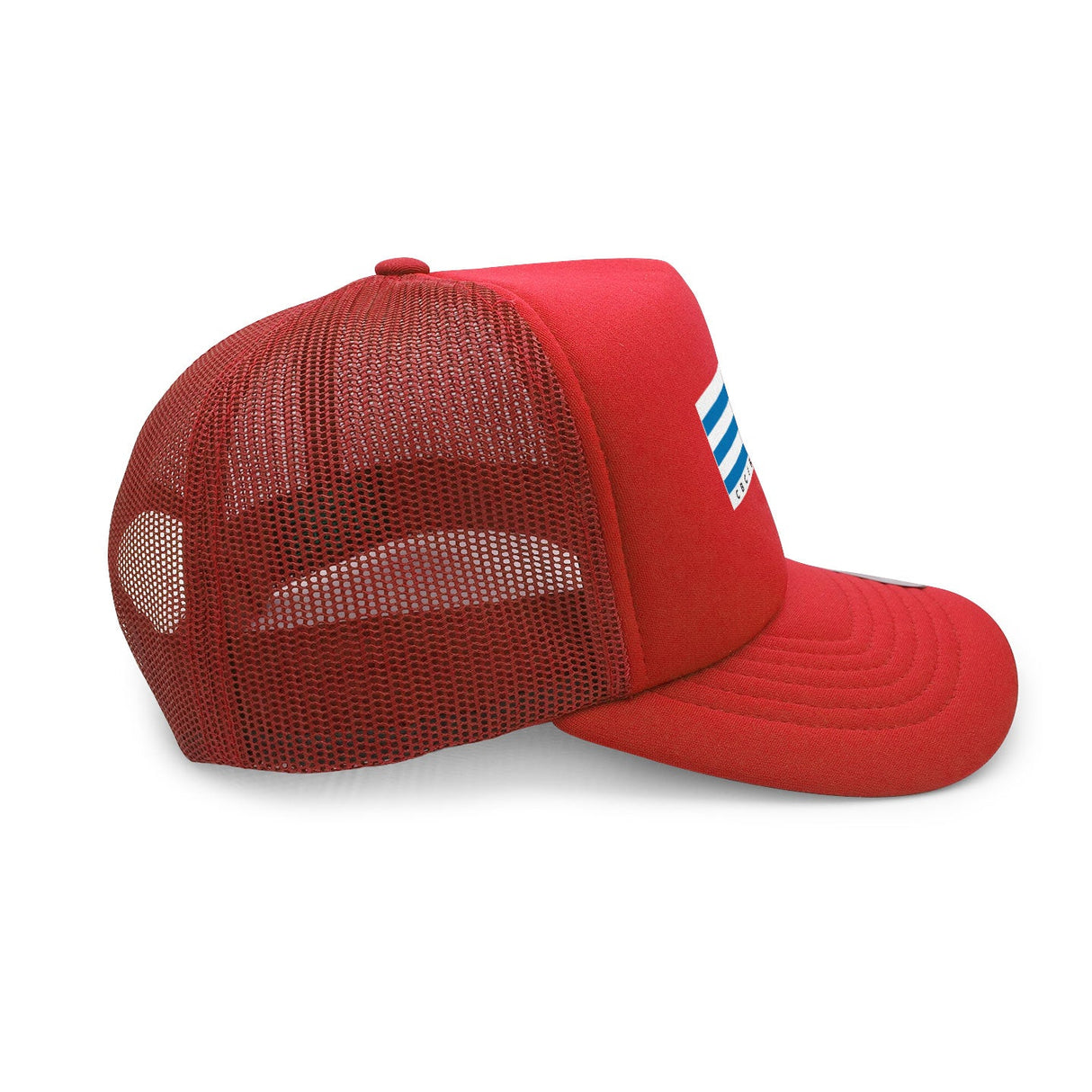 CBC White Gem Blue Retro Stripe Red Foam Snapback Trucker Cap