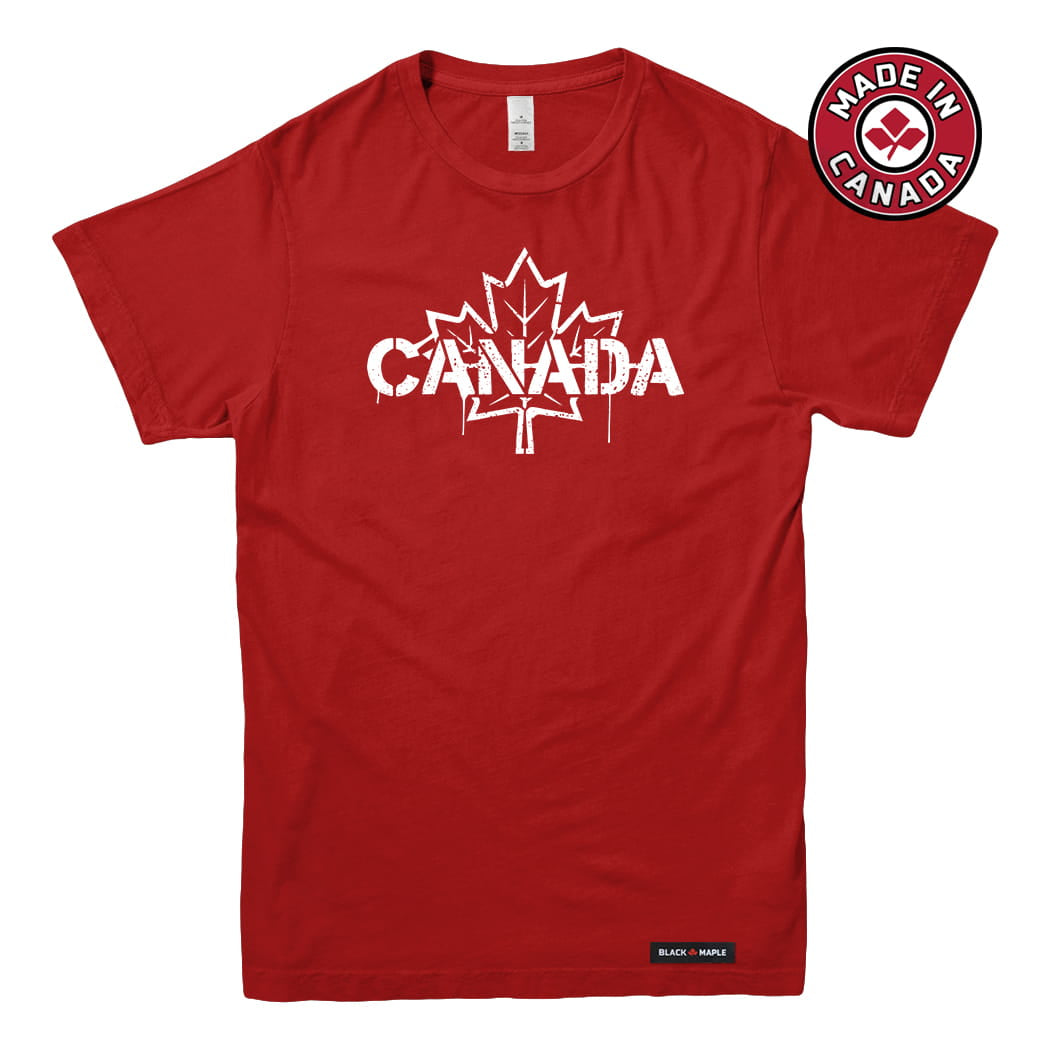 Canada Celebration Stencil Maple Leaf T-shirt