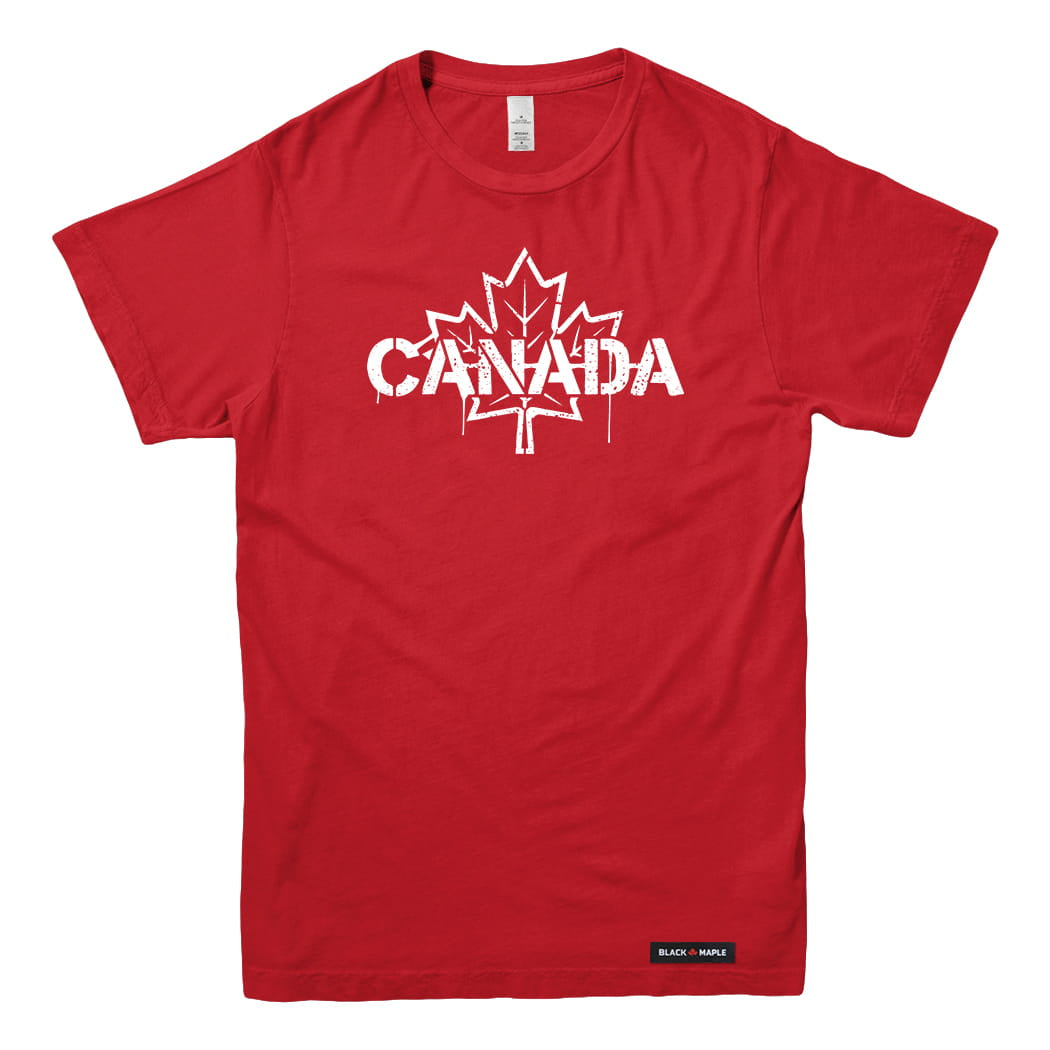 Canada Celebration Stencil Maple Leaf T-shirt