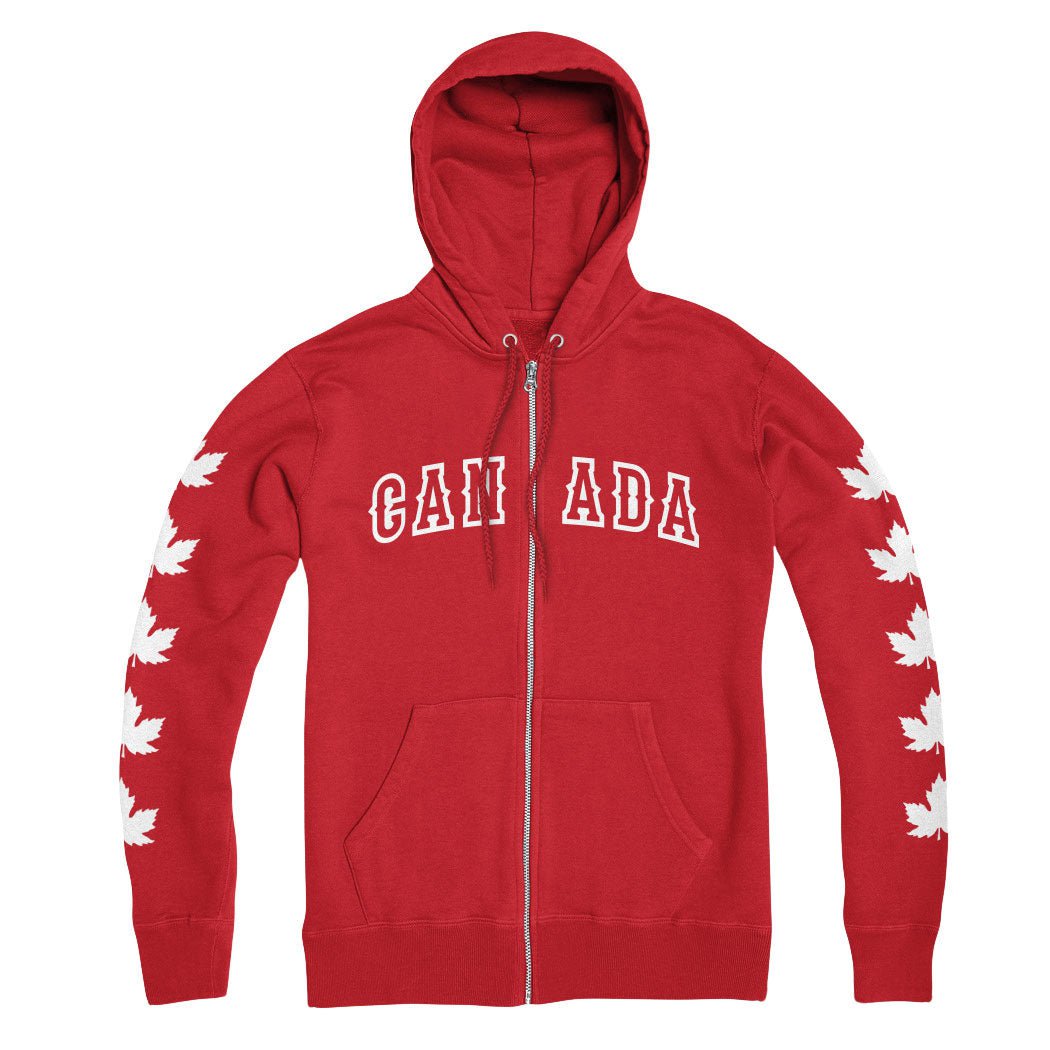 Canada Maple Leaf Sleeve Zip Hoodie