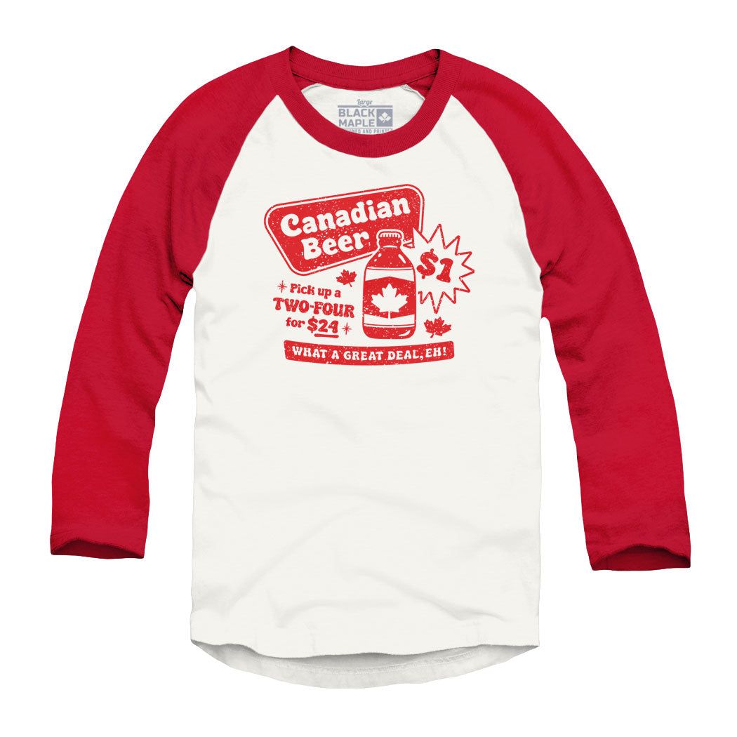 Canadian Dollar Beer Raglan Baseball Shirt