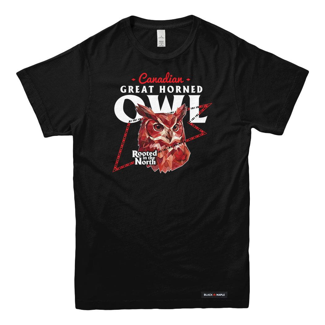 Canadian Great Horned Owl Low Poly Bust T-shirt