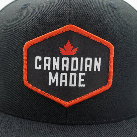 Canadian Made Black Flat Brim Snapback Hat