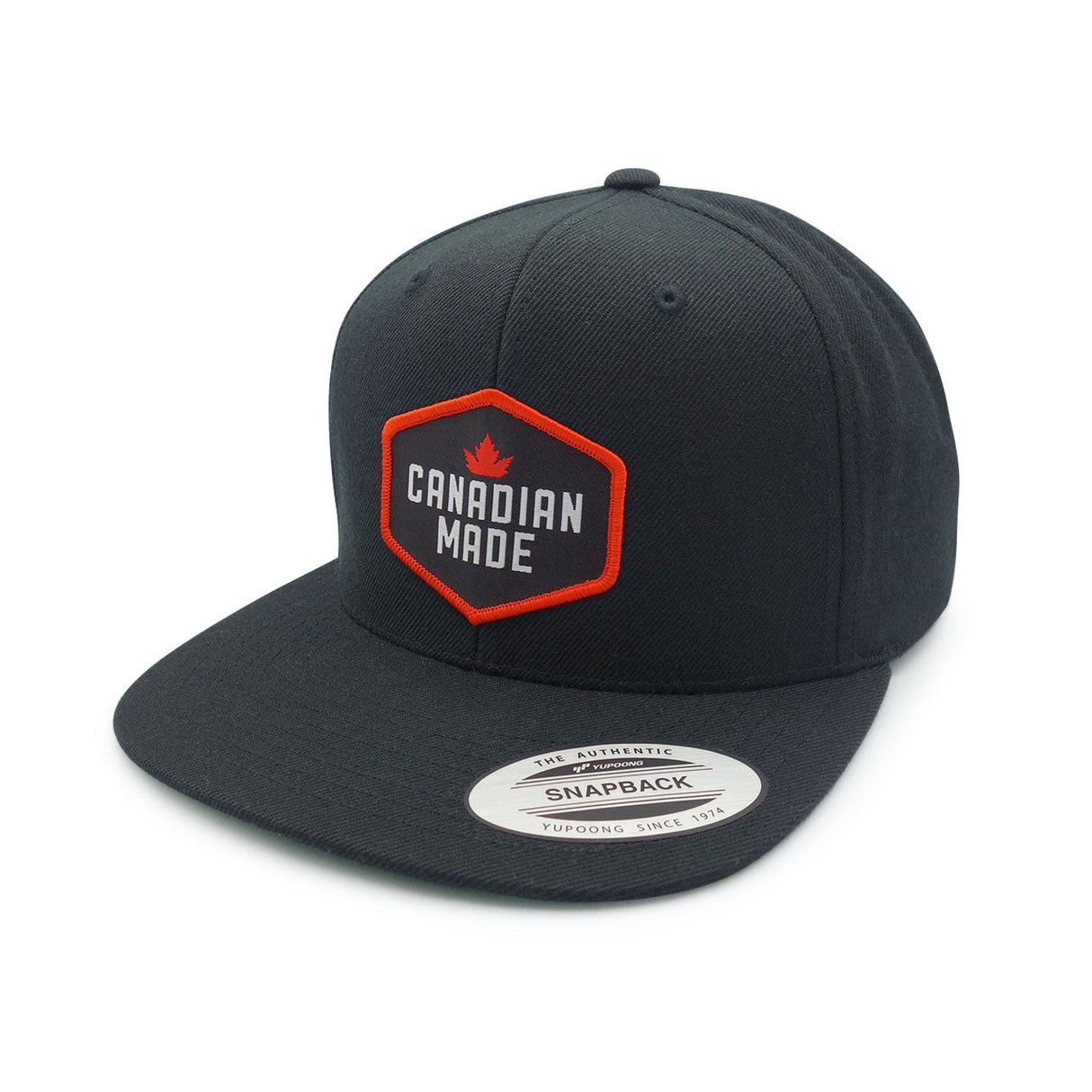Canadian Made Black Flat Brim Snapback Hat