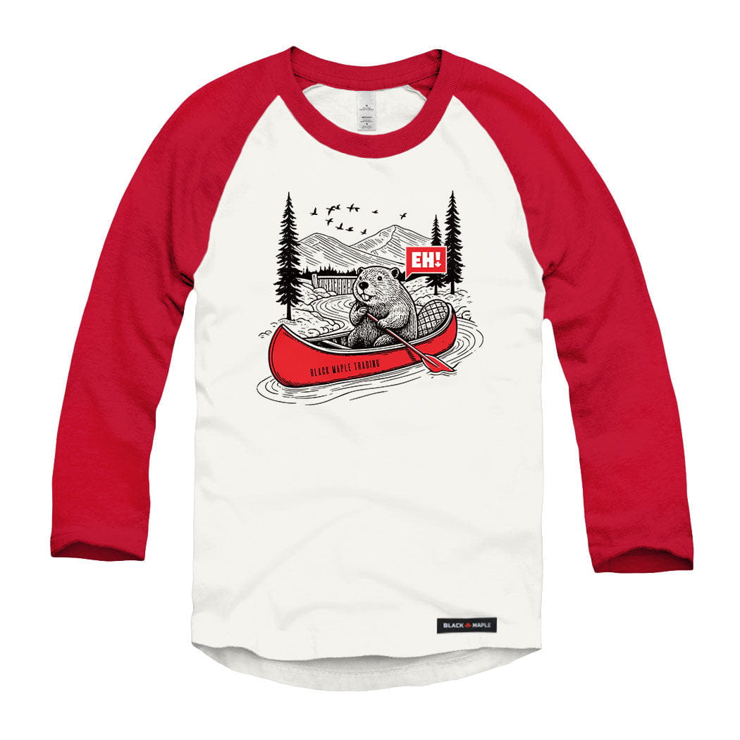 Eh! Beaver Canoe Raglan Baseball Shirt