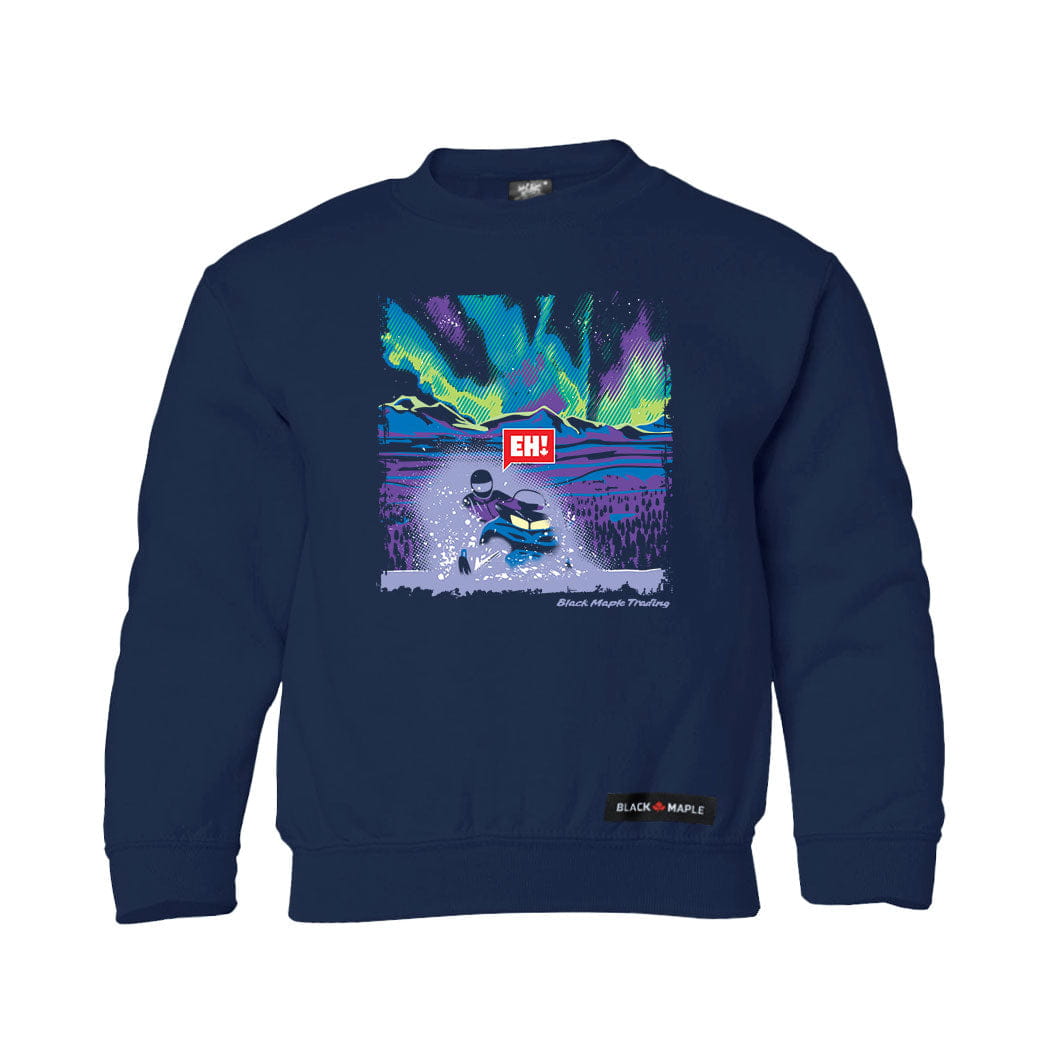 Eh! Snowmobile Northern Lights Kids Sweatshirt or Hoodie