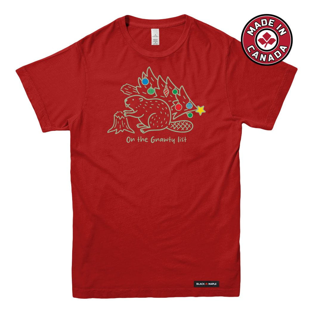 Gnawty List Christmas Beaver Mens T-shirt