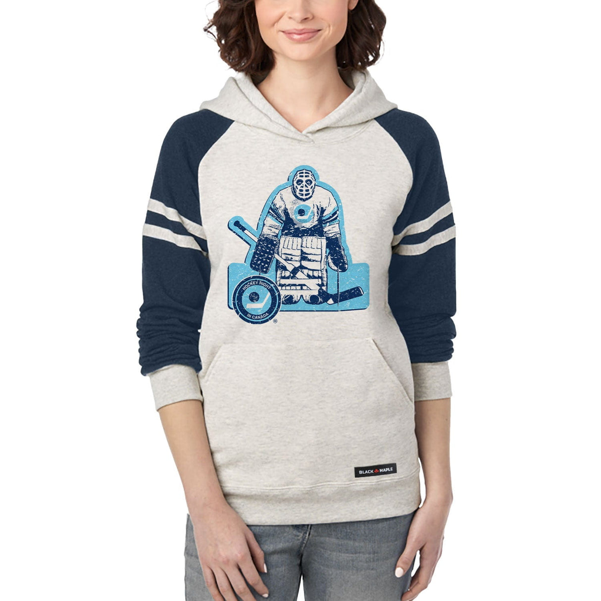 HNIC Vintage Table Hockey Goalie Varsity Hoodie