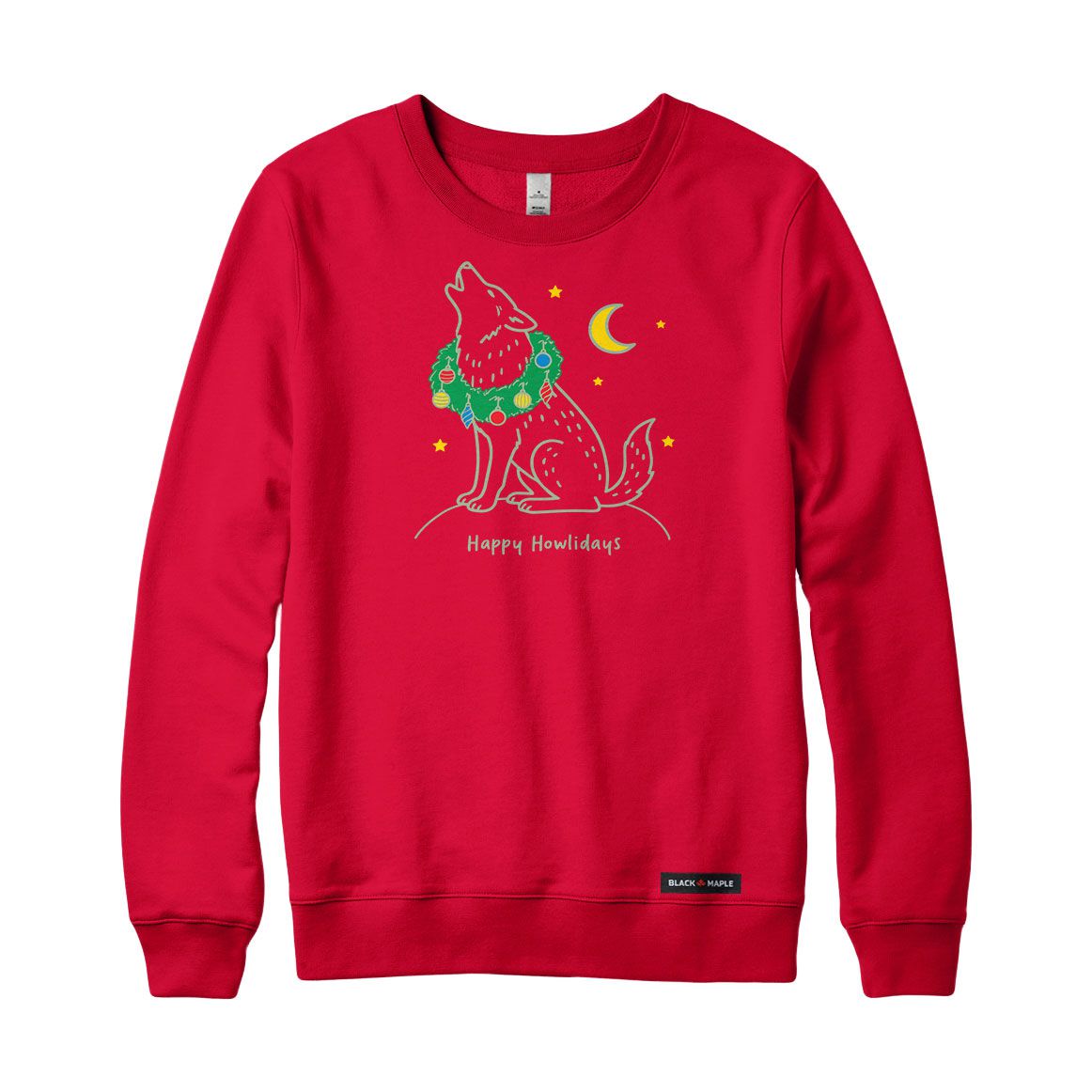 Happy Howlidays Christmas Wolf Crewneck Sweatshirt