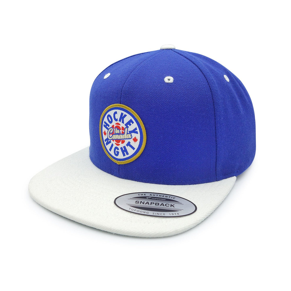 Hockey Night in Canada Logo White with Royal Flat Brim Snapback Cap