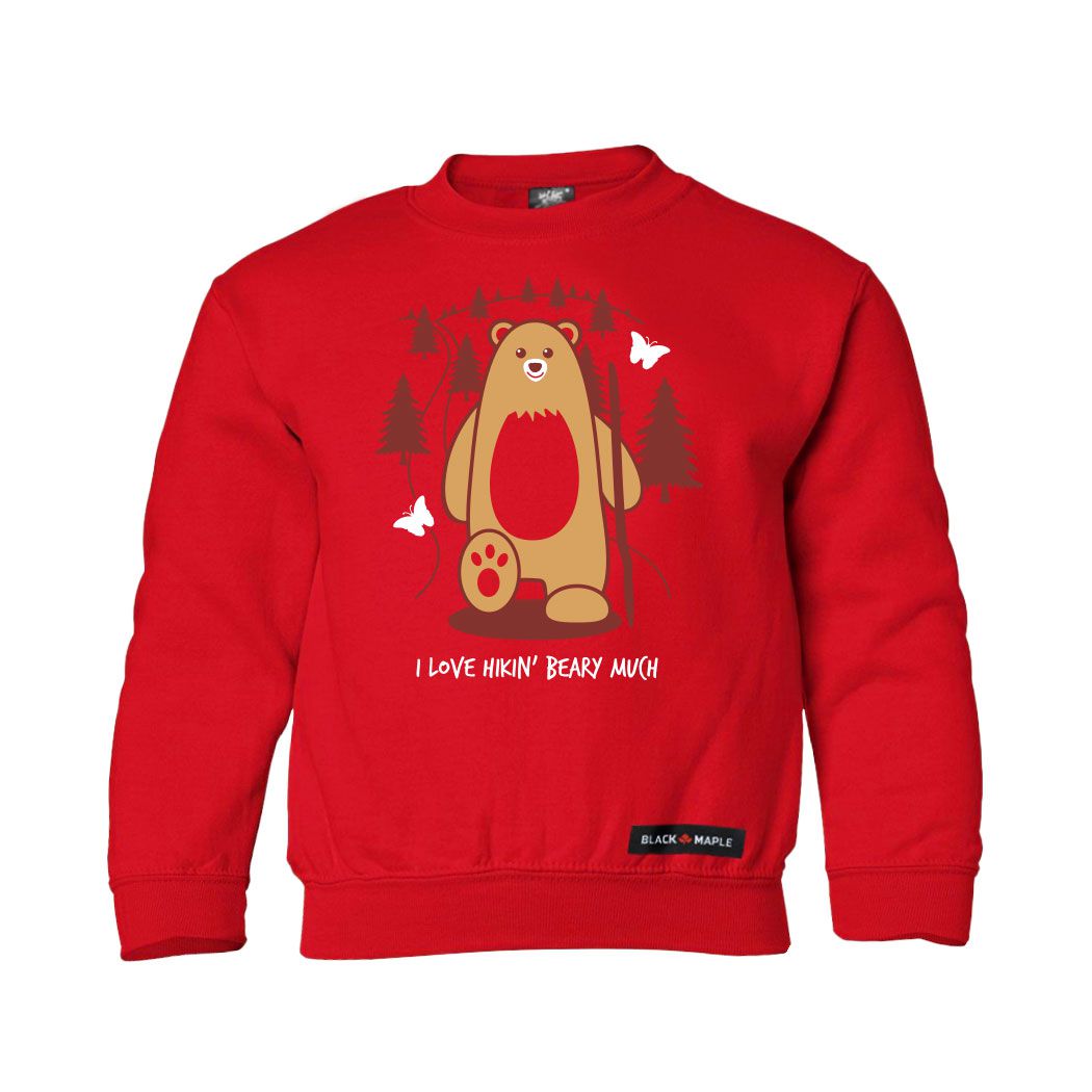 I Love Hiking Beary Much Kids Crewneck Sweatshirt