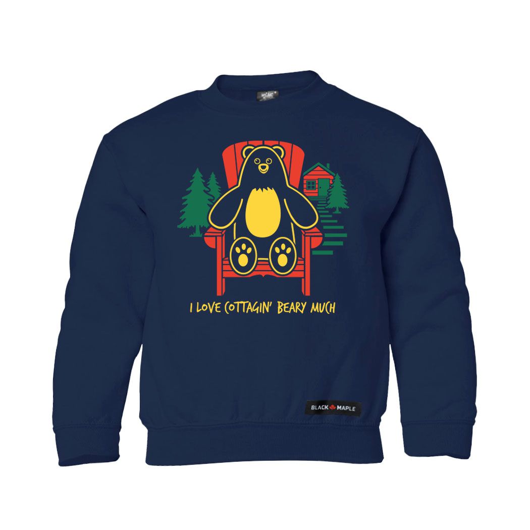 I Love Cottagin Beary Much Kids Crewneck Sweatshirt