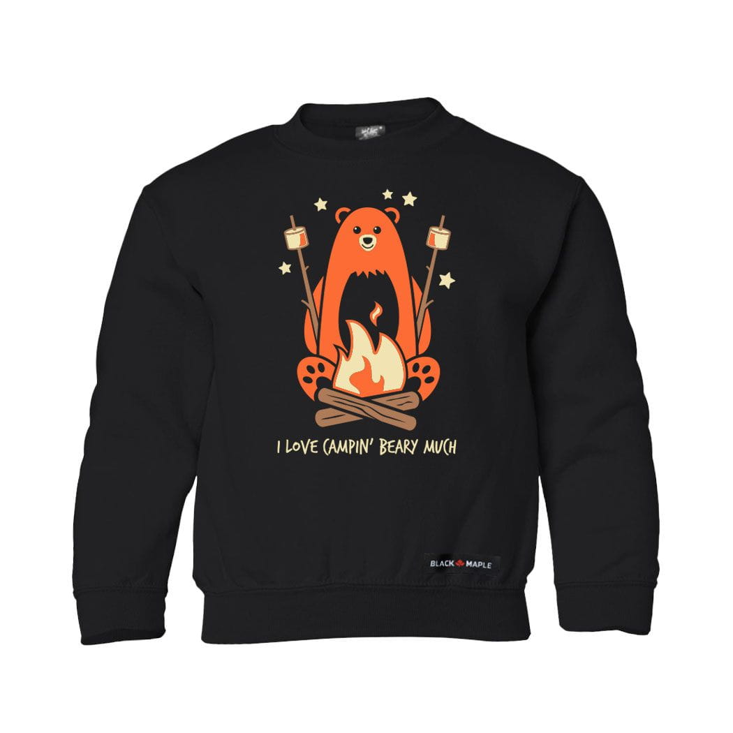 I Like Camping Beary Much Kids Crewneck Sweatshirt