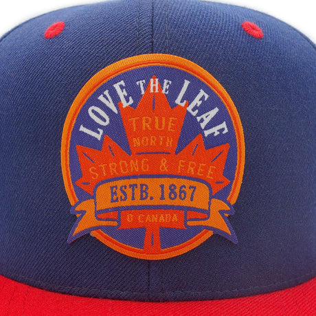 Love The Leaf Navy and Red Five Panel Flat Bill Cap