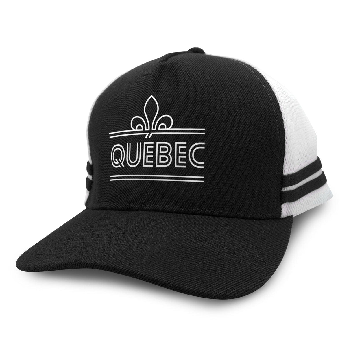 Quebec Fleur de Lys Retro Stripe Trucker Cap