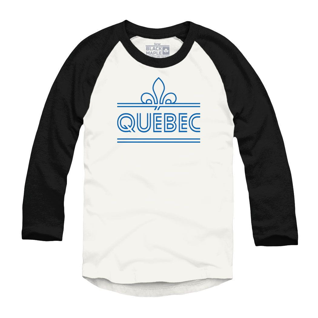 Quebec Fleur de Lys Retro Stripe Raglan Baseball Shirt