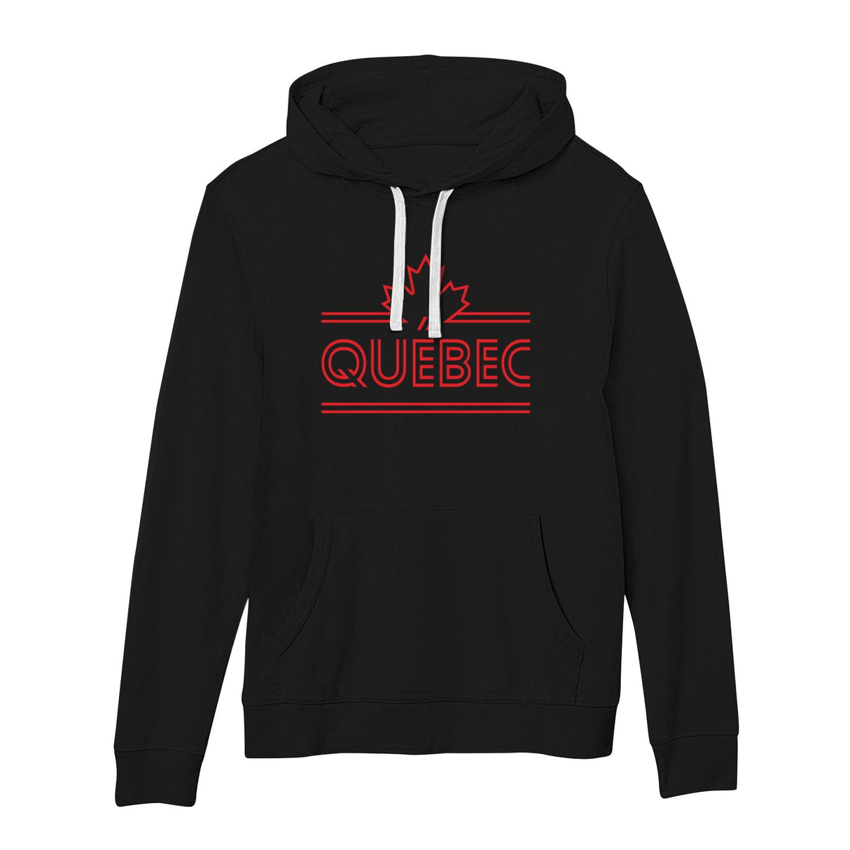 Quebec Maple Leaf Retro Stripe French Terry Lightweight Hoodie