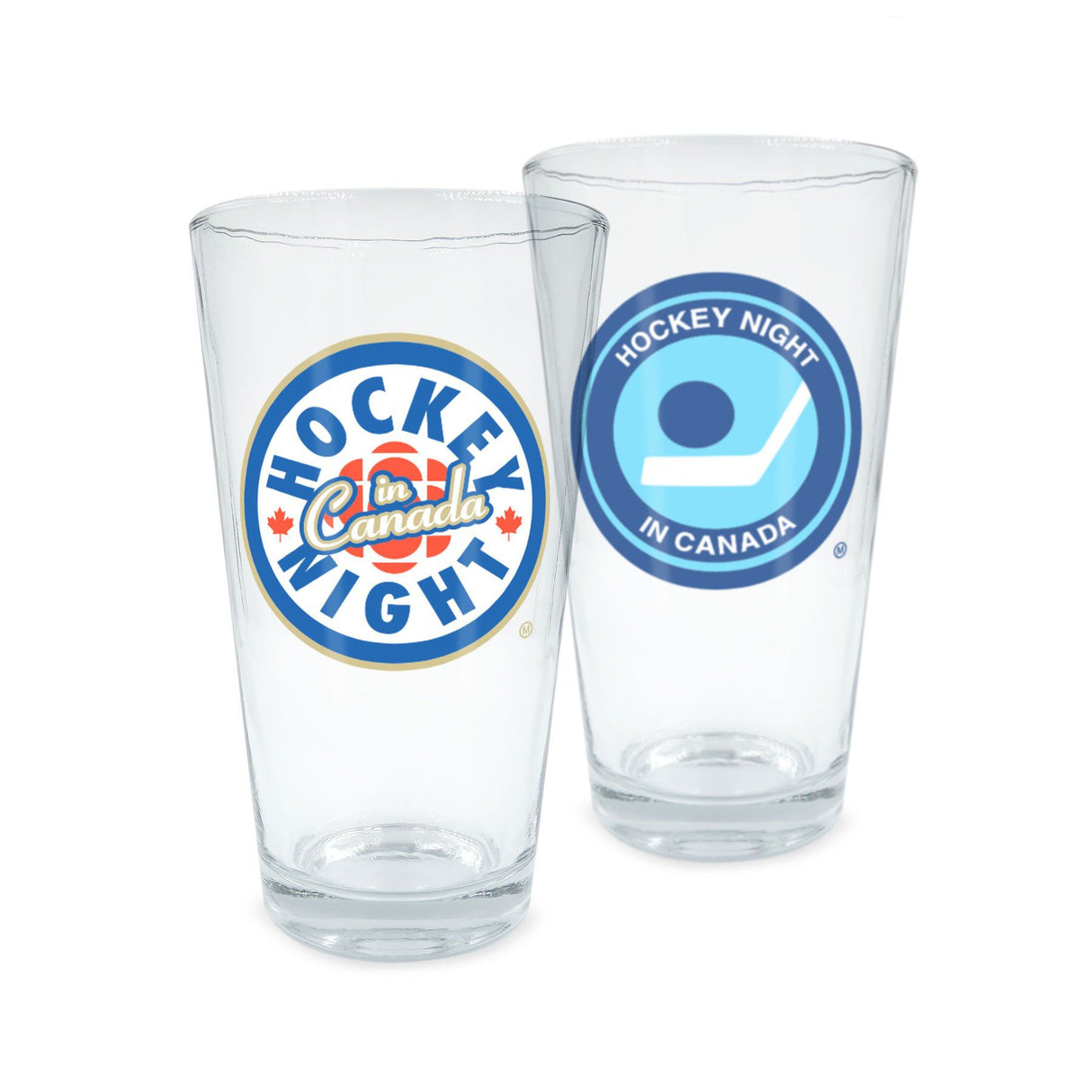 Modern and Retro Hockey Night In Canada 16oz Glass Pair