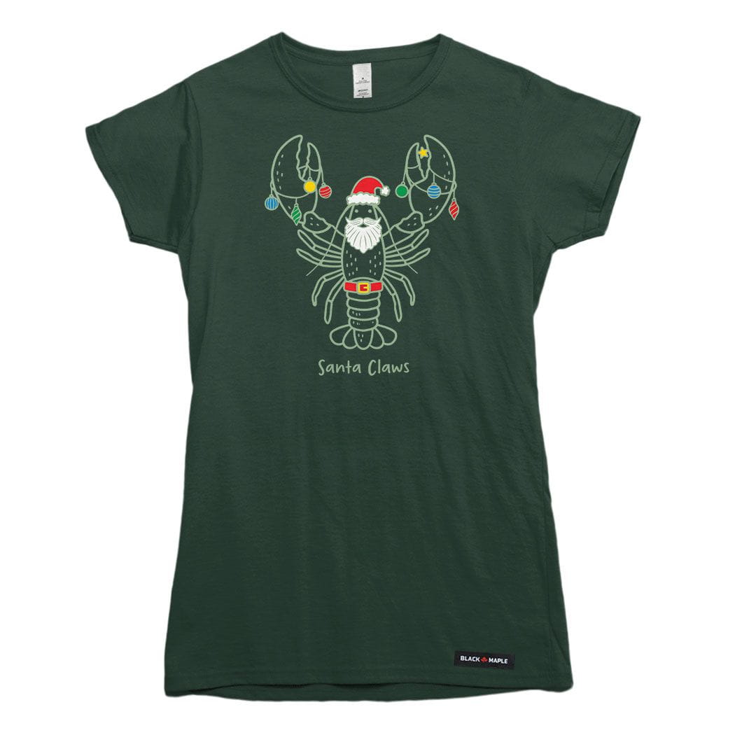 Santa Claws Christmas Lobster Womens T-shirt