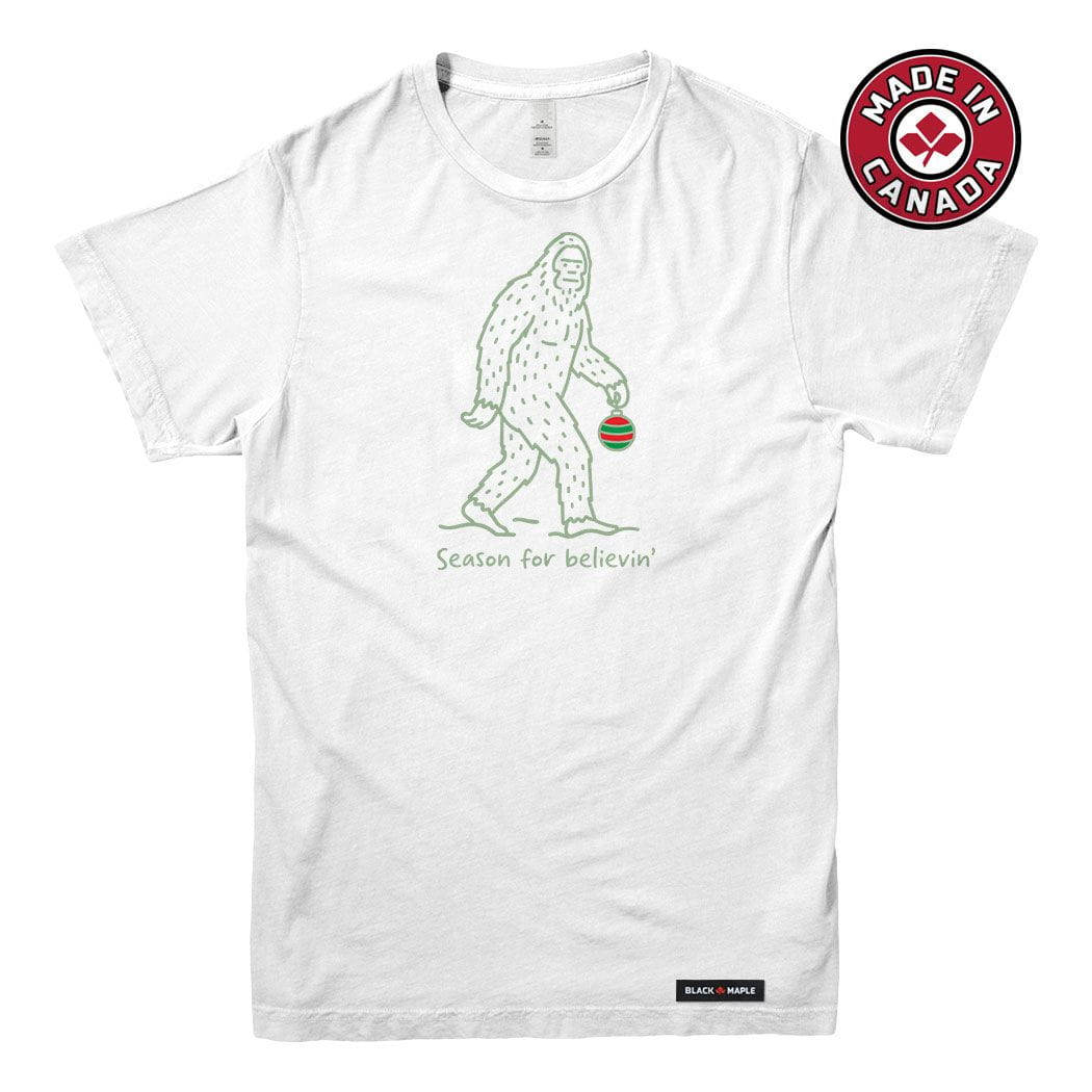 Season for Believin Christmas Sasquatch Mens T-shirt