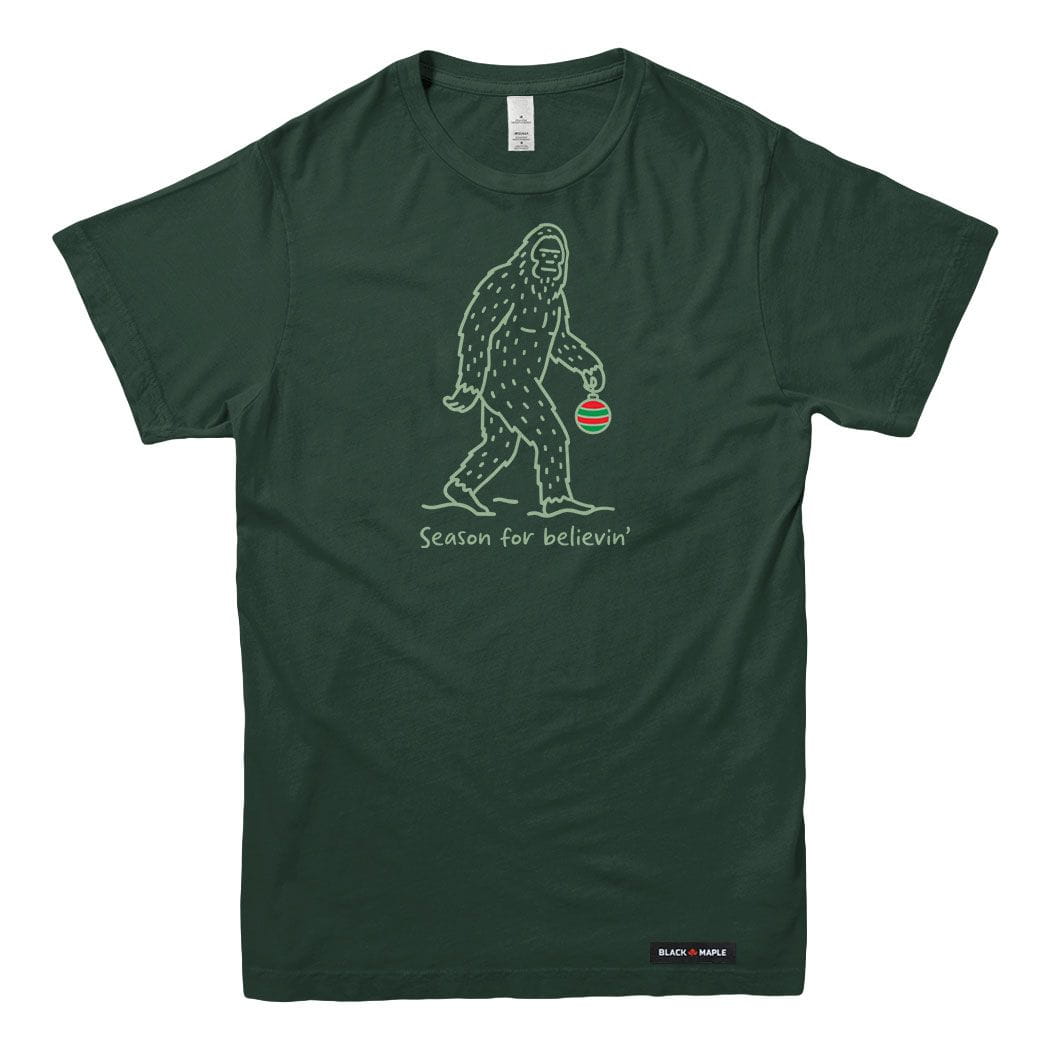 Season for Believin Christmas Sasquatch Mens T-shirt