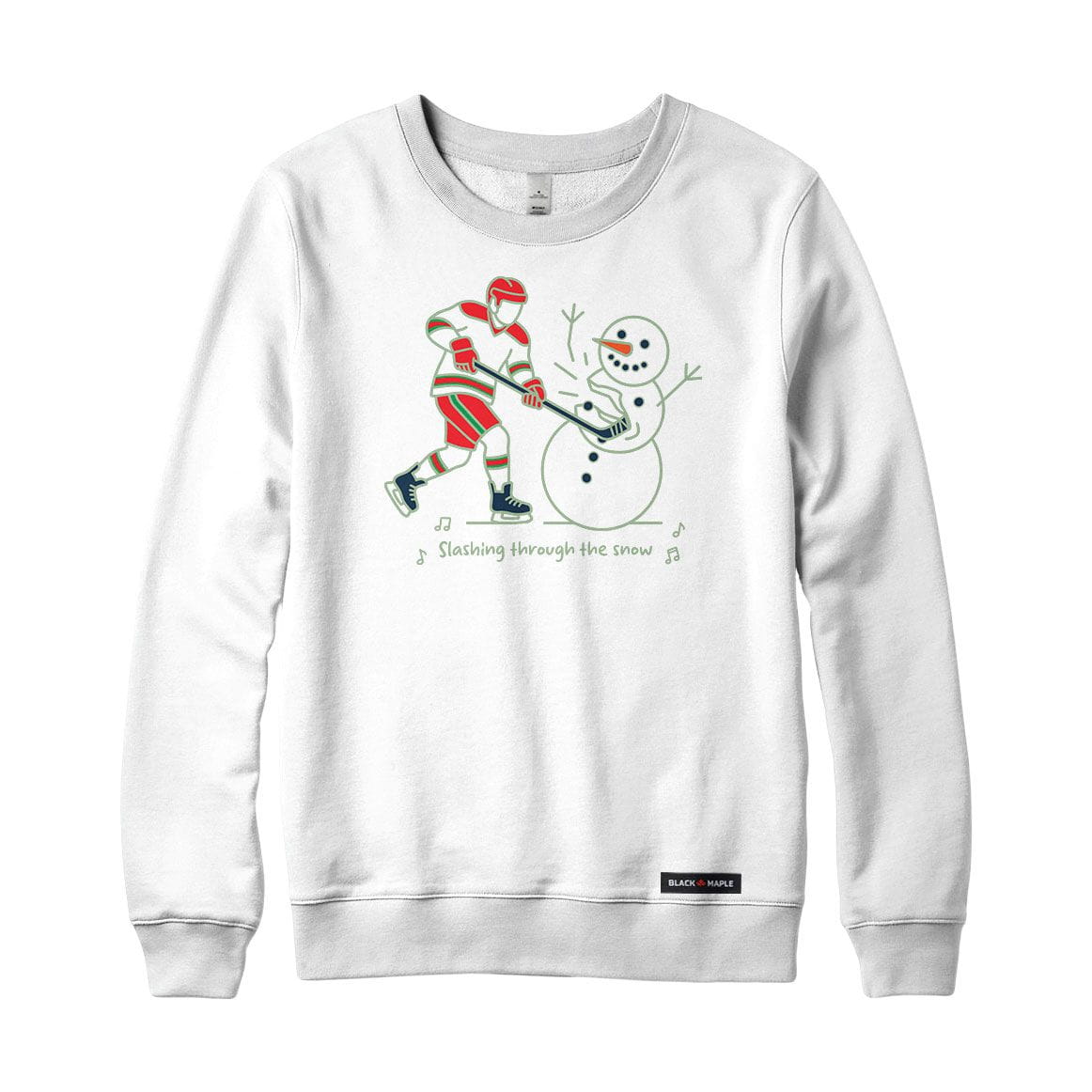 Slashing through the Snow Christmas Hockey Crewneck Sweatshirt
