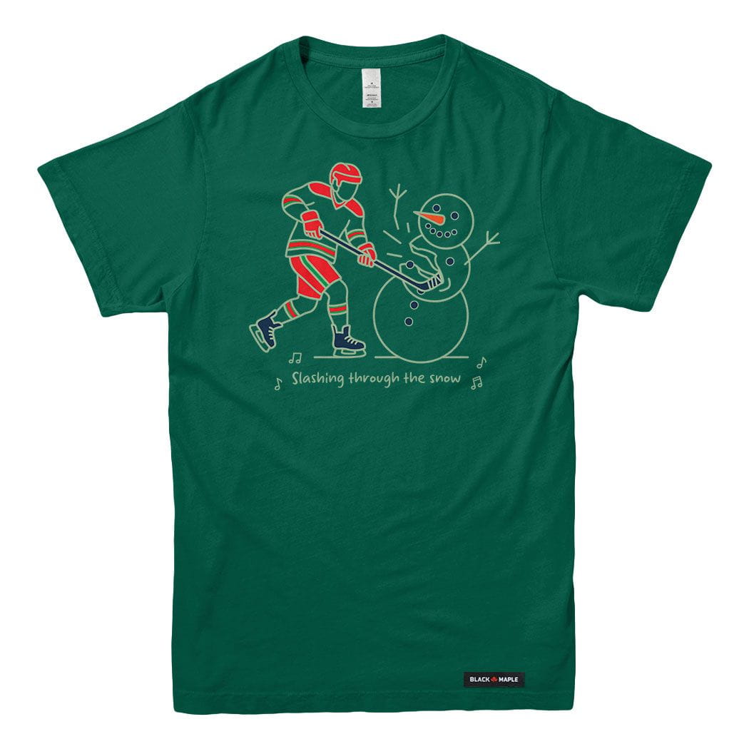 Slashing through the Snow Christmas Hockey Mens T-shirt