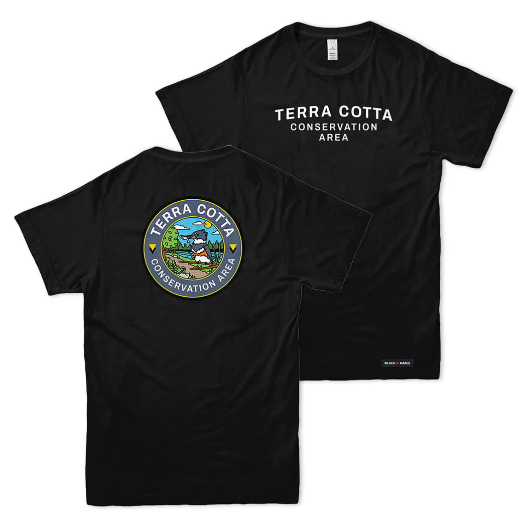Terra Cotta Conservation Area Front & Back Print T-Shirt | Credit Valley Parks