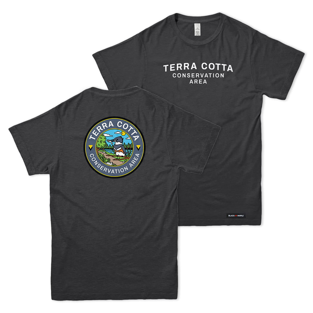 Terra Cotta Conservation Area Front & Back Print T-Shirt | Credit Valley Parks