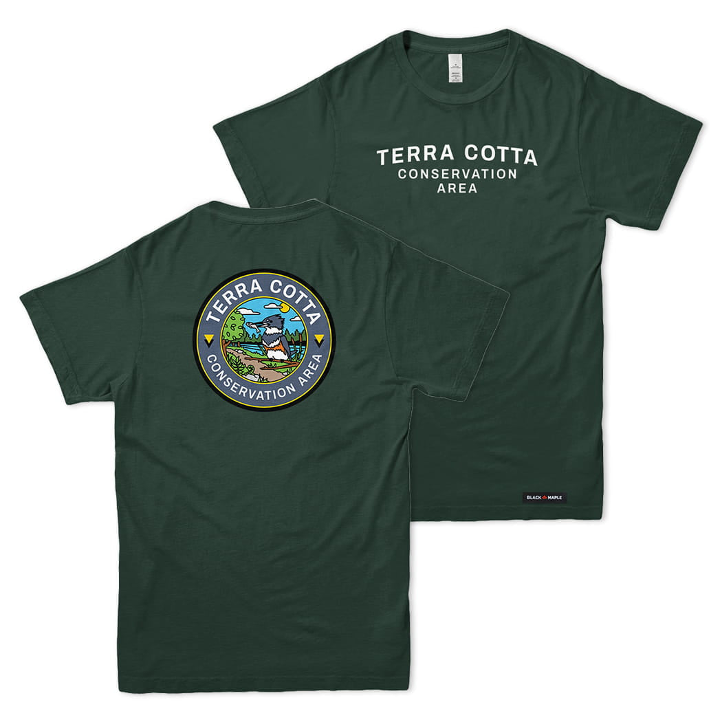 Terra Cotta Conservation Area Front & Back Print T-Shirt | Credit Valley Parks