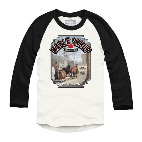 Vintage Maple Syrup Label Raglan Baseball Shirt