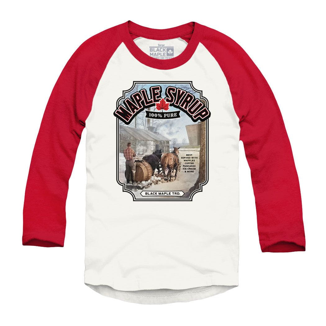 Vintage Maple Syrup Label Raglan Baseball Shirt