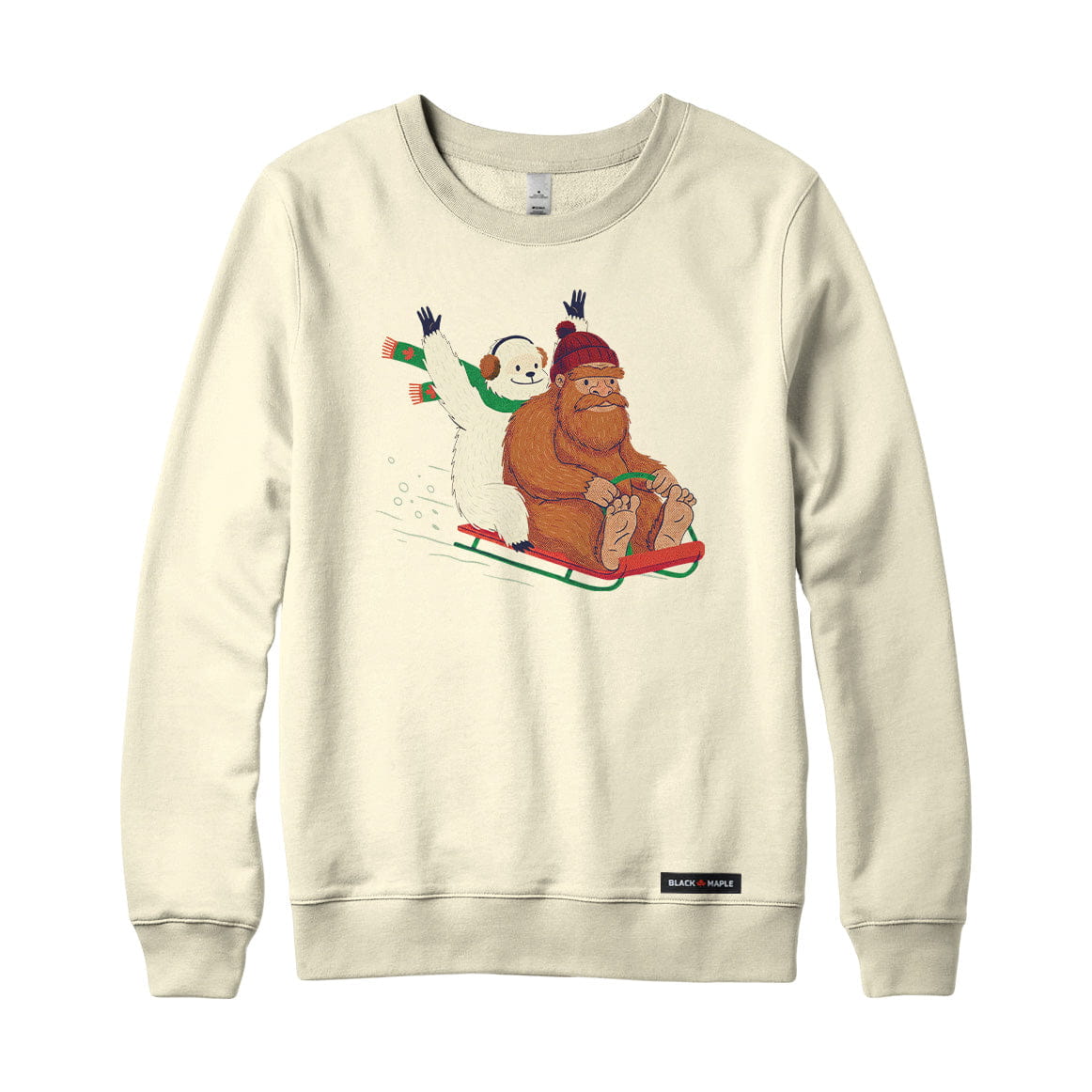 Yeti and Bigfoot Sledding Sweatshirt or Hoodie