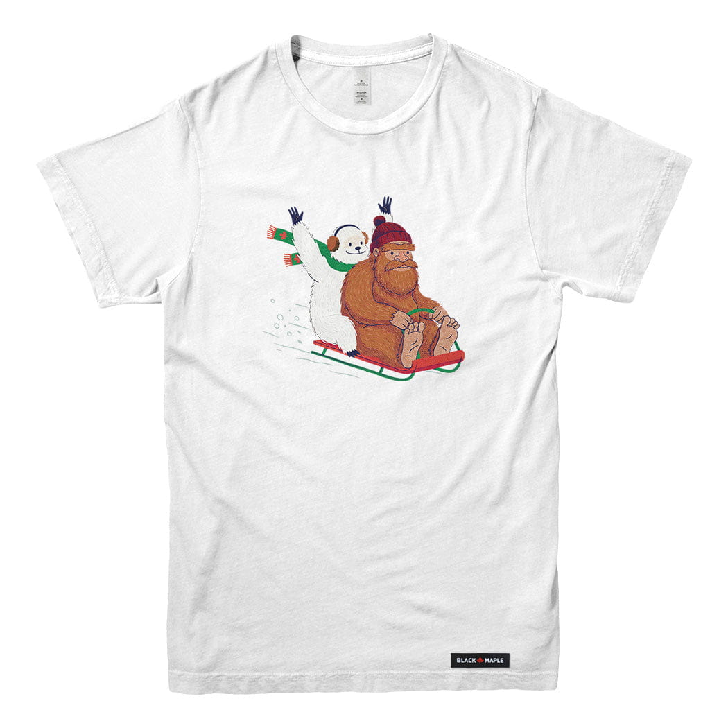 Yeti and Bigfoot Sledding T-shirt