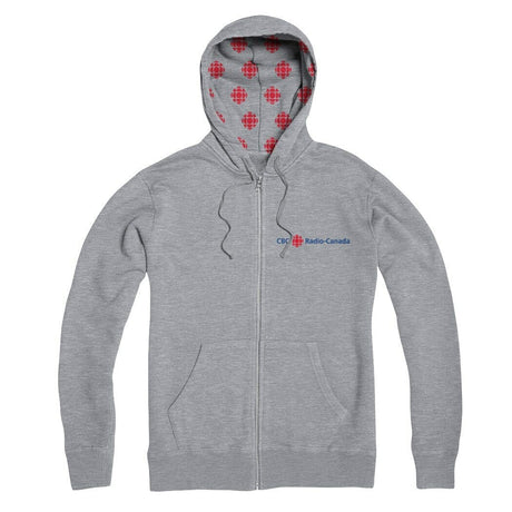 CBC Radio Canada Blue and Red Hood Pattern Zip Hoody
