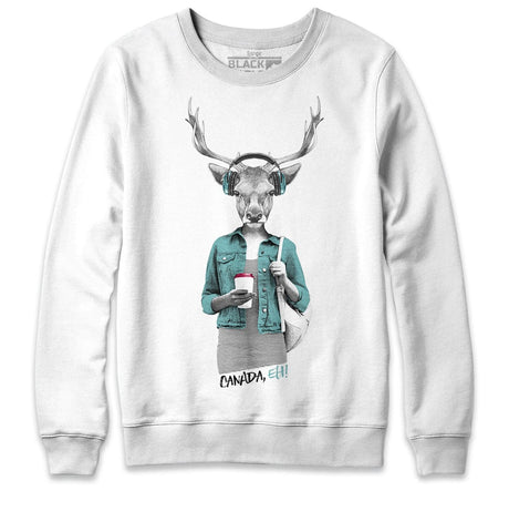 Hipster Deer with Latte White Crewneck Sweatshirt