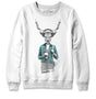 Hipster Deer with Latte White Crewneck Sweatshirt