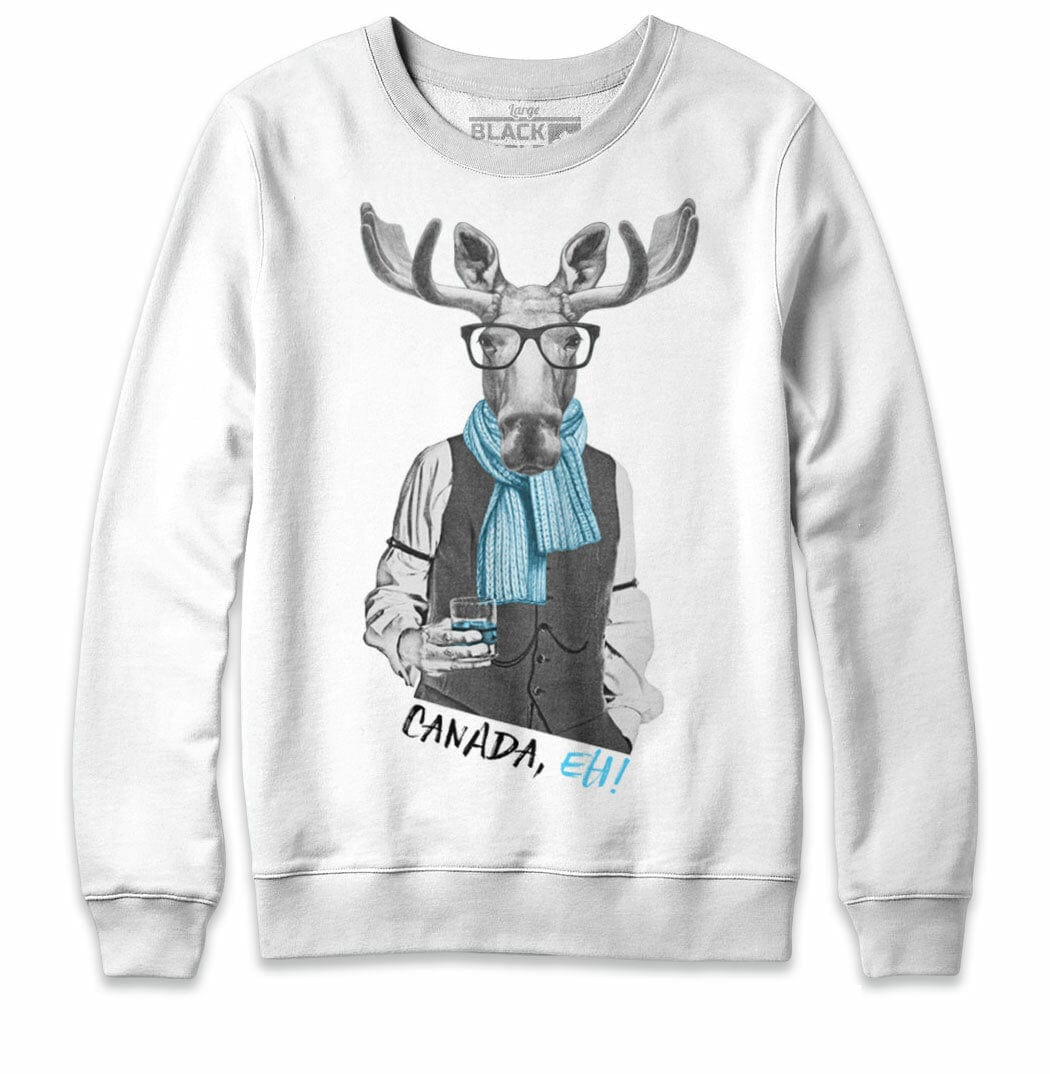 Moose with Scotch Crewneck Sweatshirt - White