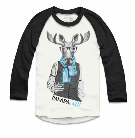 Moose with Scotch Raglan- white with black
