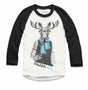 Moose with Scotch Raglan- white with black