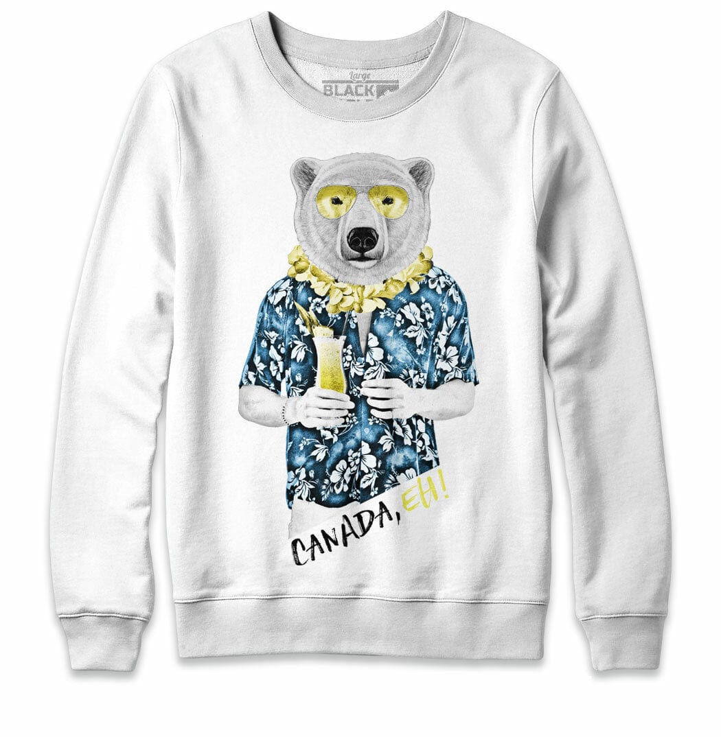 Polar Bear with Daiquiri White Crewneck Sweatshirt
