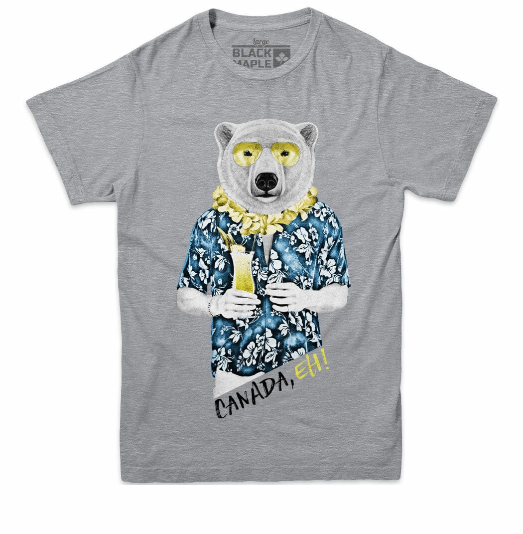 Polar Bear with Daiquiri Mens Athletic Gray T-shirt