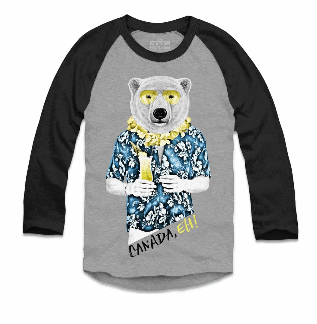 Polar Bear with Daiquiri Athletic Gray with Black Raglan