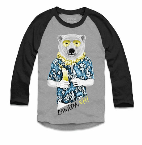 Polar Bear with Daiquiri Athletic Gray with Black Raglan
