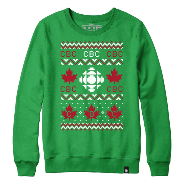 CBC Canadian Broadcasting Corporation Holiday Sweater Green