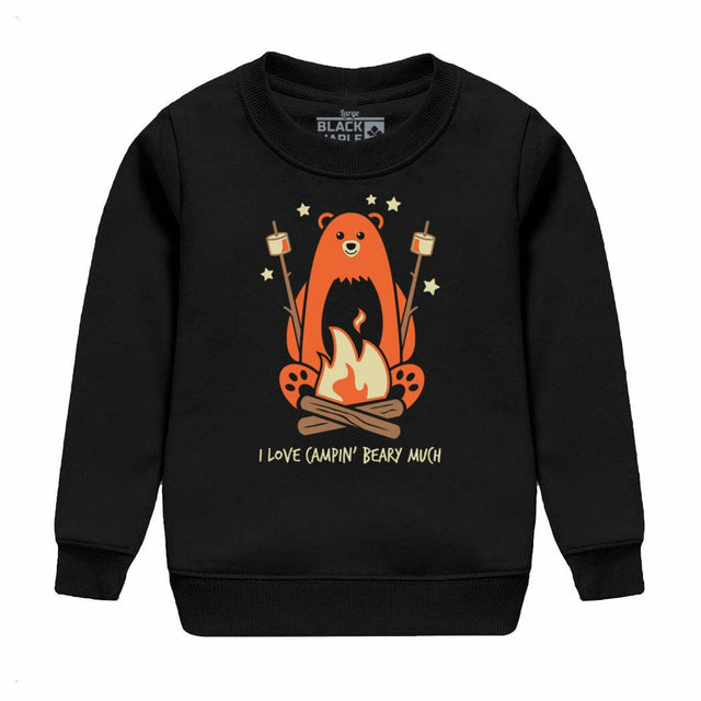 I Like Camping Beary Much Kids Crewneck Sweatshirt